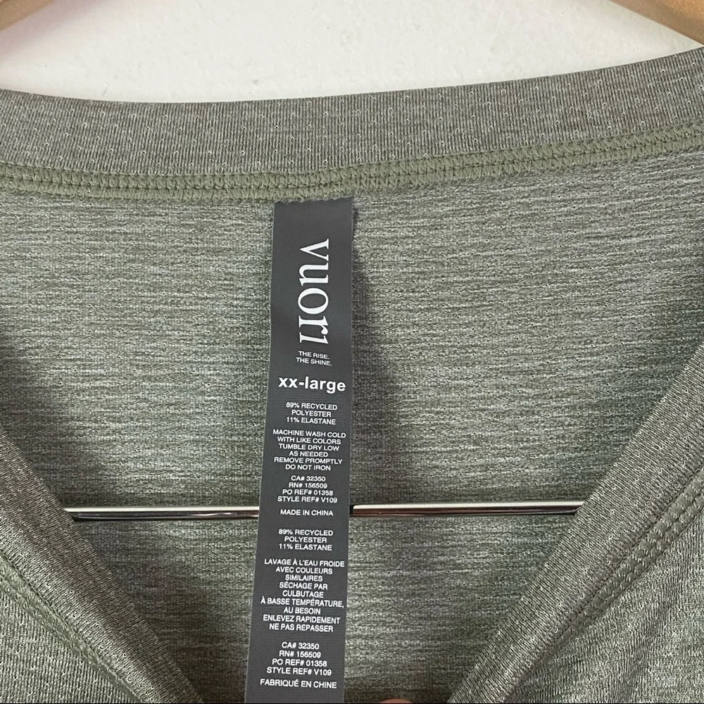 Vuori 2XL ARMY HEATHER GREEN Short Sleeve Tradewind Performance Tee T-Shirt - Picture 5 of 9